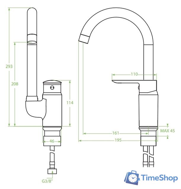Смеситель Laveo Appia BLP 068D - Изображение №2 — Интернет-магазин Time-Shop