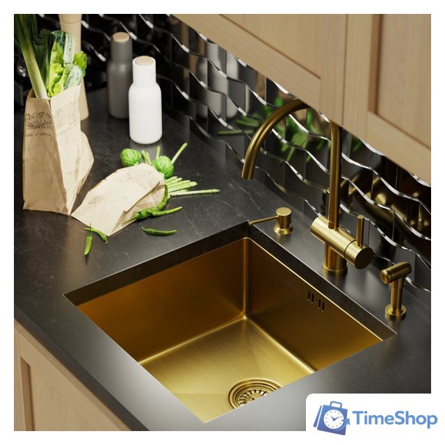 Кухонная мойка Mixline 548566 (золото, 3 мм) - Изображение №3 — Интернет-магазин Time-Shop