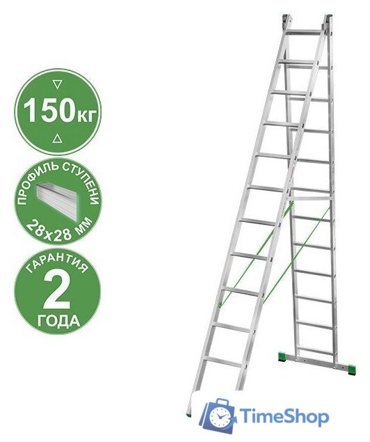 Лестница-стремянка Новая высота NV 222 алюминиевая двухсекционная 2x12 ступеней - Изображение №1 — Интернет-магазин Time-Shop