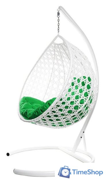 Подвесное кресло M-Group Капля Люкс 11030104 (белый ротанг/зеленая подушка) - Изображение №2 — Интернет-магазин Time-Shop