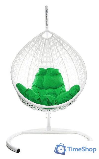Подвесное кресло M-Group Капля Люкс 11030104 (белый ротанг/зеленая подушка) - Изображение №3 — Интернет-магазин Time-Shop