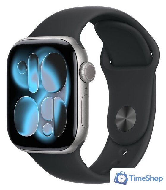 Умные часы Apple Watch Series 11 42 мм (алюминиевый корпус, космический серый/черный, спортивный силиконовый ремешок S/M) - Изображение №1 — Интернет-магазин Time-Shop