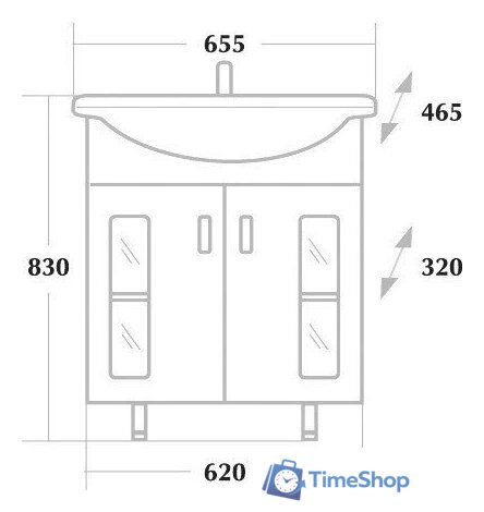  Onika Тумба под умывальник Кристалл 65.18 (белый) [106513] - Изображение №4 — Интернет-магазин Time-Shop