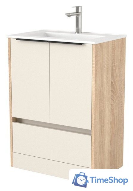  Дабер Тумба под умывальник 017 60 Т17.6.0.18Ч (бежевый/дуб бардолино/ручка черная) - Изображение №1 — Интернет-магазин Time-Shop