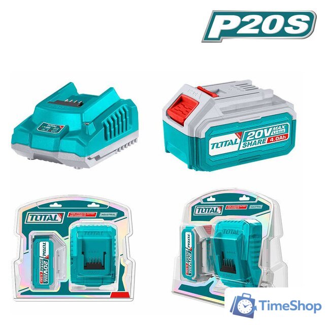 Аккумулятор с зарядным устройством Total TFBCPK1214 (20В/4 Ач + 20В) - Изображение №1 — Интернет-магазин Time-Shop