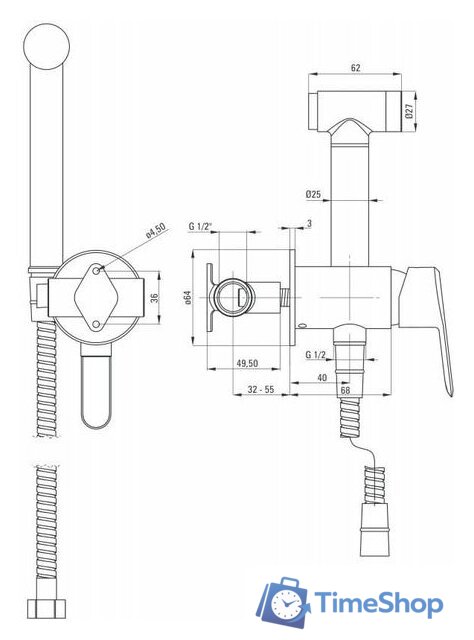 Гигиенический душ Deante Arnika Nero BQA N34M - Изображение №2 — Интернет-магазин Time-Shop