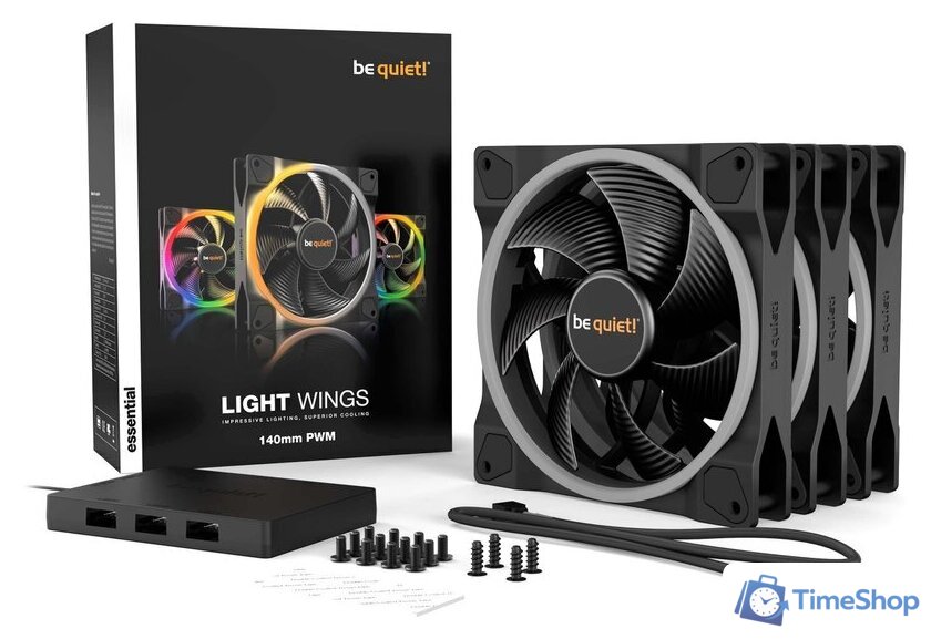 Комплект вентиляторов для корпуса с контроллером be quiet! Light Wings 140mm PWM High-Speed Triple-Pack BL079 - Изображение №6 — Интернет-магазин Time-Shop