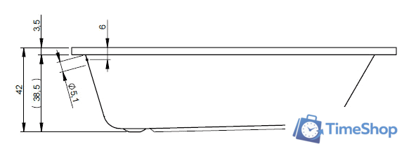 Ванна Riho Dola 160x70 BB30 (без ножек) - Изображение №3 — Интернет-магазин Time-Shop