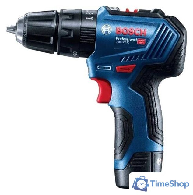 Ударная дрель-шуруповерт Bosch GSB 12V-30 Professional 06019G9100 (с 2-мя АКБ, кейс) - Изображение №2 — Интернет-магазин Time-Shop