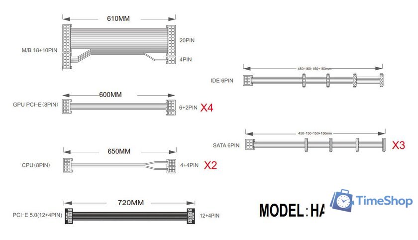 Блок питания 1stPlayer NGDP Platinum 1300W HA-1300BA3-WH - Изображение №2 — Интернет-магазин Time-Shop