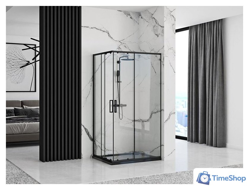 Душевой уголок Rea Punto 100x80 (черный/прозрачное стекло) - Изображение №5 — Интернет-магазин Time-Shop