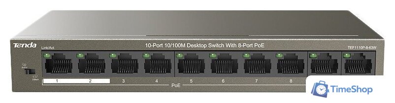 Неуправляемый коммутатор Tenda TEF1110P-8-63W - Изображение №1 — Интернет-магазин Time-Shop