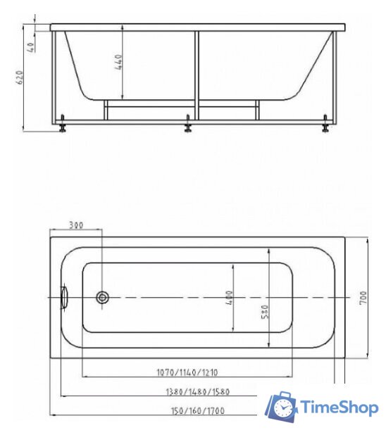 Ванна Aquatek Мия 175x70 - Изображение №2 — Интернет-магазин Time-Shop