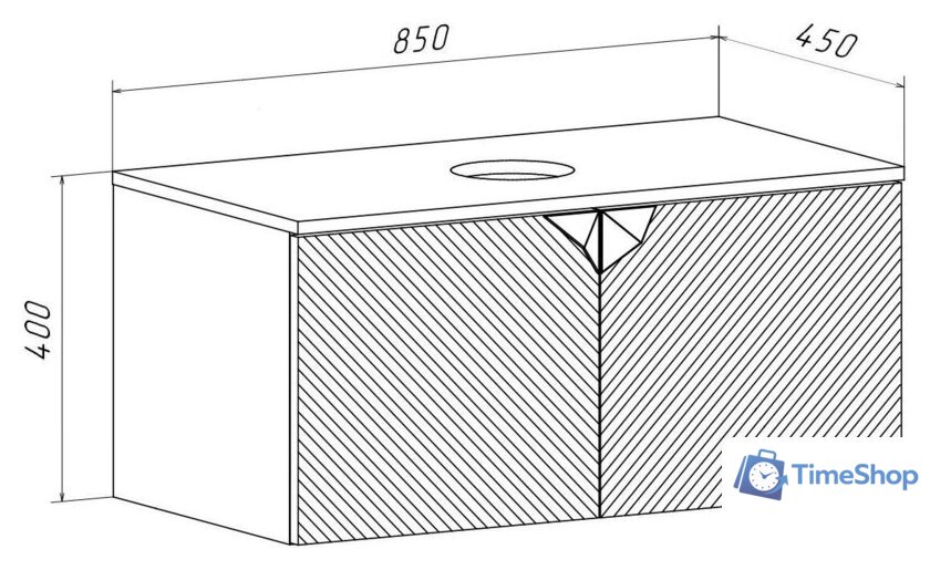  Runo Тумба под умывальник Runo Андорра 85 (подвесная, кашемир серый/дуб какао) - Изображение №4 — Интернет-магазин Time-Shop
