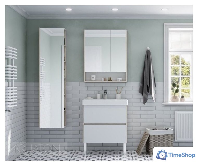  Акватон Шкаф с зеркалом Сканди 70 1A252202SDB20 (белый/дуб верона) - Изображение №3 — Интернет-магазин Time-Shop