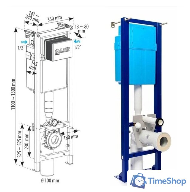 Инсталляция для унитаза SIAMP Bcu Ingenio с панелью Cut (хром глянец) - Изображение №14 — Интернет-магазин Time-Shop