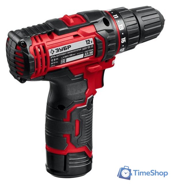 Дрель-шуруповерт Зубр Мастер ДШЛ-125-22 (с 2-мя АКБ, кейс) - Изображение №3 — Интернет-магазин Time-Shop