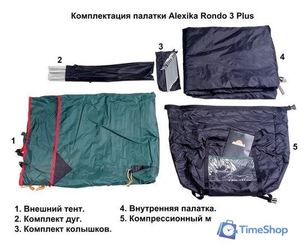Треккинговая палатка AlexikA Rondo 3 Plus (зеленый) - Изображение №9 — Интернет-магазин Time-Shop