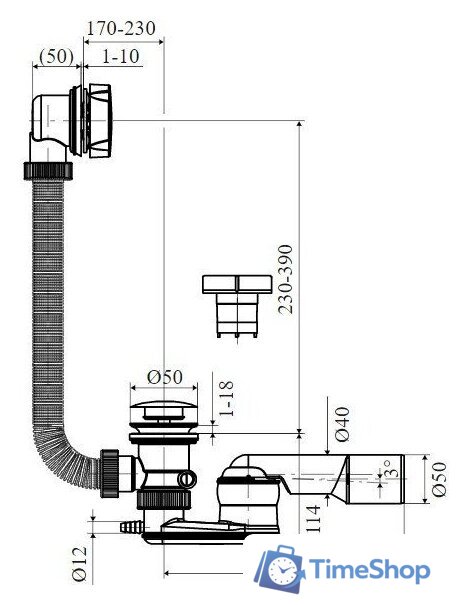 Сифон Slovarm T-1438K-III DN50/DN40 - Изображение №2 — Интернет-магазин Time-Shop