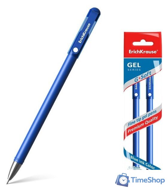 Набор гелевых ручек Erich Krause G-Soft синий 39519 (2 шт) - Изображение №1 — Интернет-магазин Time-Shop
