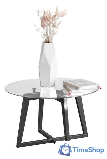 Журнальный столик Мебелик Рилле 445 (серый графит/стекло прозрачное круг) - Изображение №1 — Интернет-магазин Time-Shop
