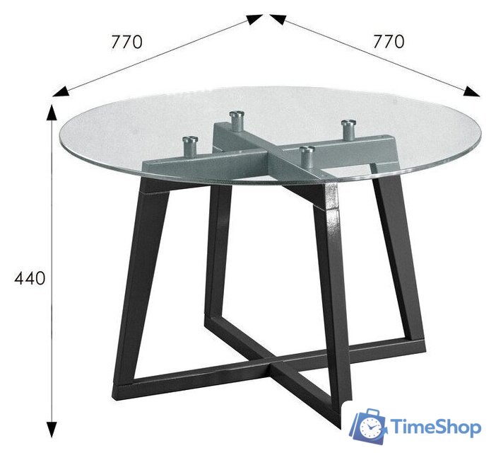 Журнальный столик Мебелик Рилле 445 (серый графит/стекло прозрачное круг) - Изображение №3 — Интернет-магазин Time-Shop