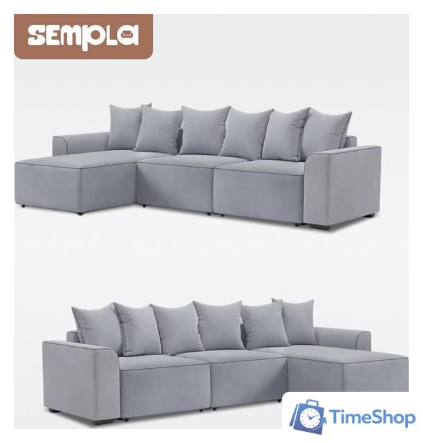 Угловой диван Sempla Монреаль 4 (вертикаль серый/мора серый/велютто темно-серый) - Изображение №6 — Интернет-магазин Time-Shop