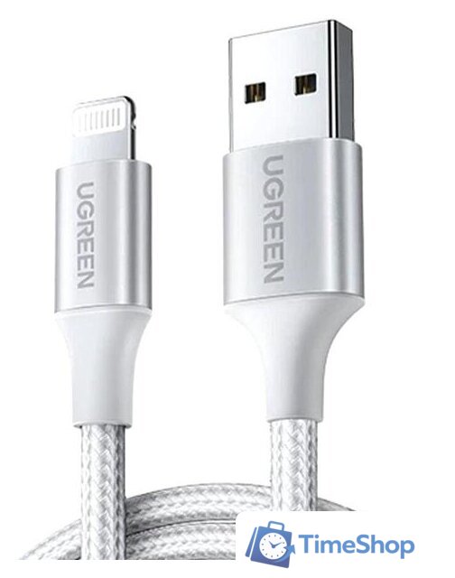 Кабель Ugreen US199 60161 USB Type-A - Lightning (1 м, белый/серебристый) - Изображение №1 — Интернет-магазин Time-Shop