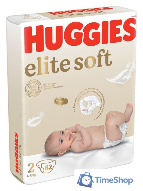 Подгузники Huggies Elite Soft 2 Mega 4-6 кг (82 шт) - Изображение №2 — Интернет-магазин Time-Shop