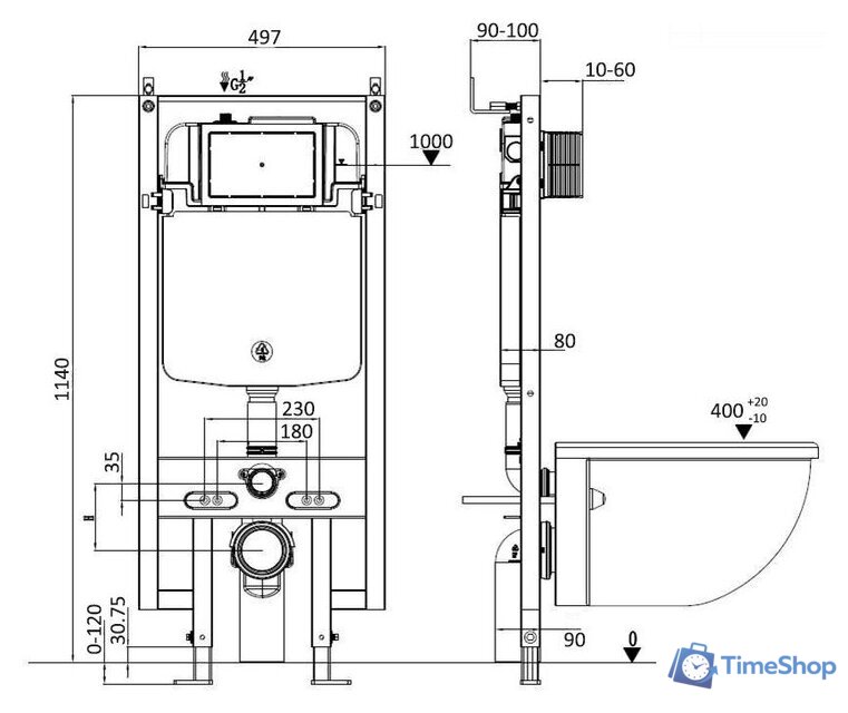 Инсталляция для унитаза WeltWasser Amberg 497 - Изображение №4 — Интернет-магазин Time-Shop