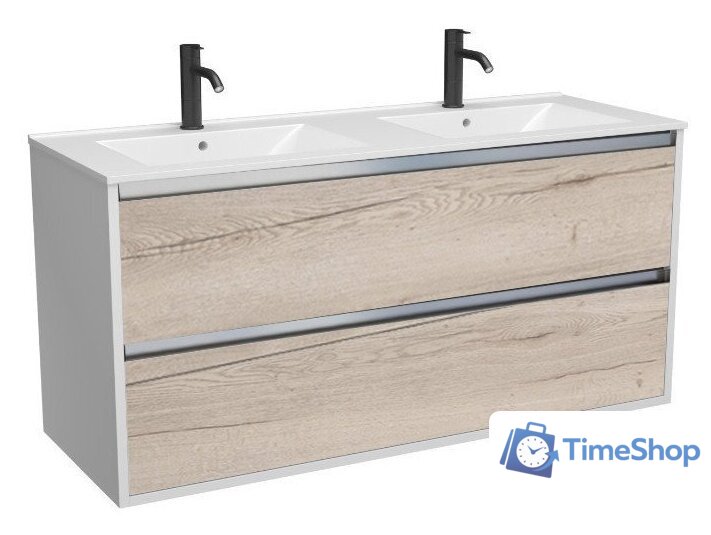  ЗОВ Тумба с умывальником Парма 120 P120LWP0MWHMC1A-OL120 (белый/белый галифакс) - Изображение №1 — Интернет-магазин Time-Shop