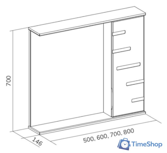 Volna Шкаф с зеркалом Joli 60 R (белый) - Изображение №10 — Интернет-магазин Time-Shop