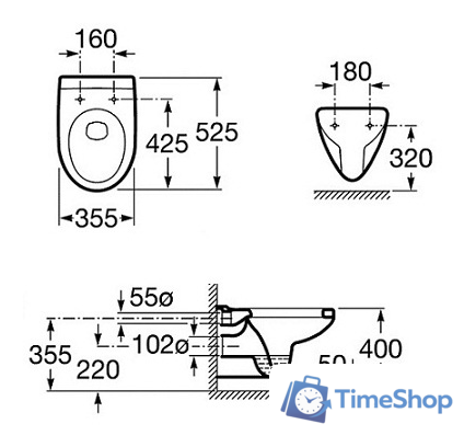 Унитаз подвесной Roca Laura [734630300R + ZRU8013920] - Изображение №4 — Интернет-магазин Time-Shop