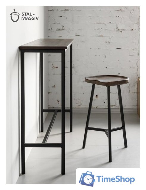 Табурет Stal-Massiv PopART-65 (дуб мореный/черный) - Изображение №3 — Интернет-магазин Time-Shop