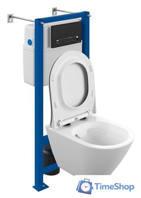 Унитаз подвесной Cersanit City Smart CO DPL EO Slim + Vector 68305 (с кнопкой Estetica черный матовый) - Изображение №2 — Интернет-магазин Time-Shop