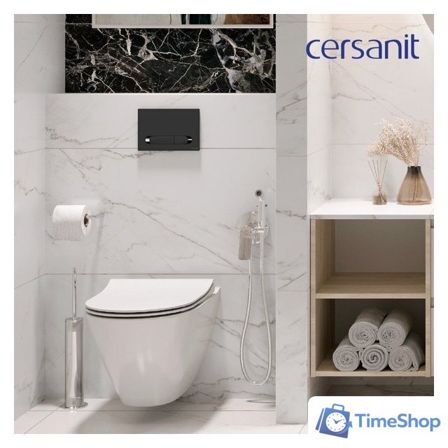 Унитаз подвесной Cersanit City Smart CO DPL EO Slim + Vector 68305 (с кнопкой Estetica черный матовый) - Изображение №3 — Интернет-магазин Time-Shop