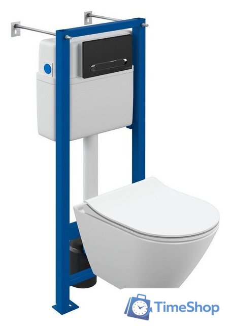 Унитаз подвесной Cersanit City Smart CO DPL EO Slim + Vector 68305 (с кнопкой Estetica черный матовый) - Изображение №1 — Интернет-магазин Time-Shop