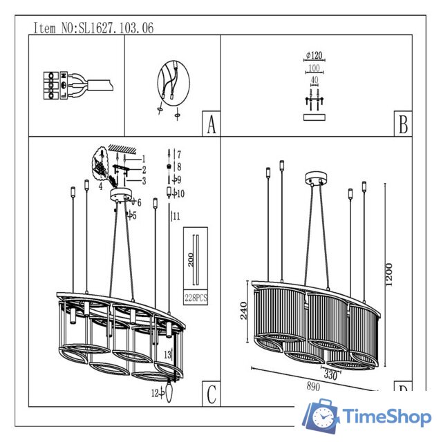 Подвесная люстра ST Luce Velletri SL1627.103.06 - Изображение №7 — Интернет-магазин Time-Shop
