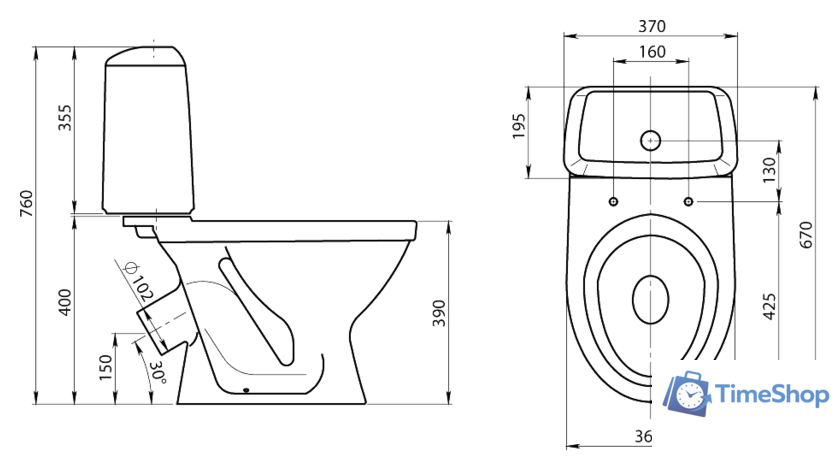 Унитаз напольный Santeri Соната Стандарт (1.P201.2.S00.00B.F) - Изображение №2 — Интернет-магазин Time-Shop