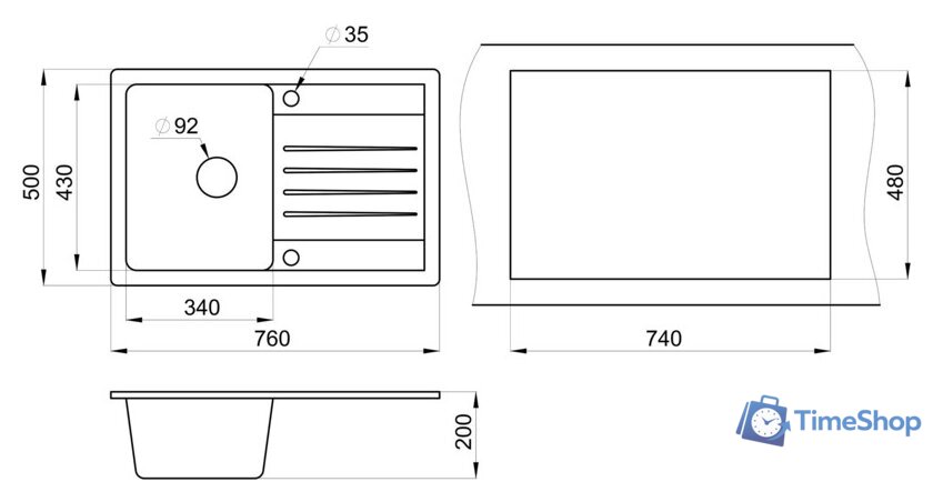 Кухонная мойка Granula ST-7602 (базальт) - Изображение №3 — Интернет-магазин Time-Shop