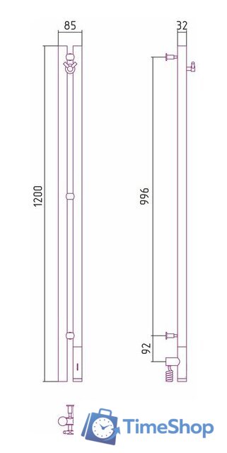 Полотенцесушитель Сунержа Нюанс 3.0 1200 правый 051-5843-1253 - Изображение №4 — Интернет-магазин Time-Shop