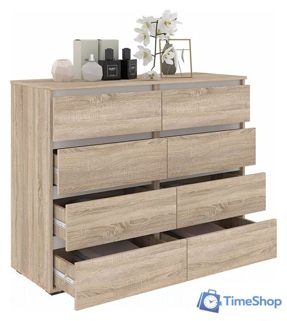 Комод Кортекс-мебель Бари 120 8ш (дуб сонома/дуб сонома/белый) - Изображение №2 — Интернет-магазин Time-Shop