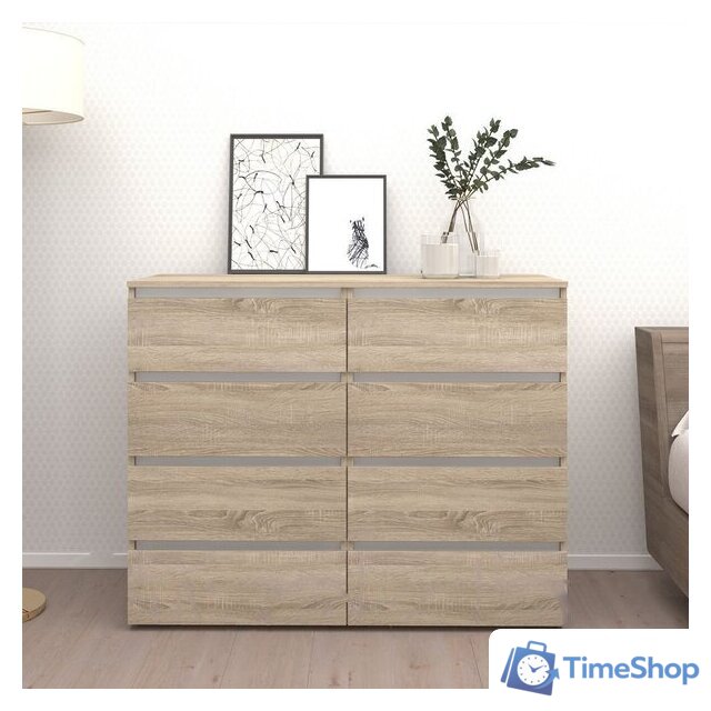 Комод Кортекс-мебель Бари 120 8ш (дуб сонома/дуб сонома/белый) - Изображение №3 — Интернет-магазин Time-Shop