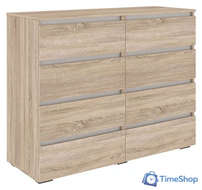 Комод Кортекс-мебель Бари 120 8ш (дуб сонома/дуб сонома/белый) - Изображение №1 — Интернет-магазин Time-Shop