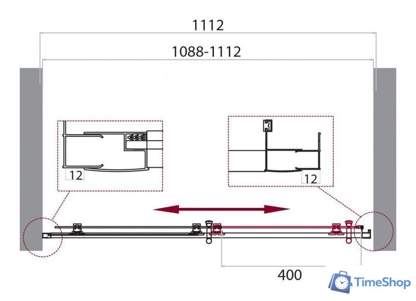 Душевая дверь BelBagno UNO-195-BF-1-110-P-Cr (текстурное стекло) - Изображение №7 — Интернет-магазин Time-Shop