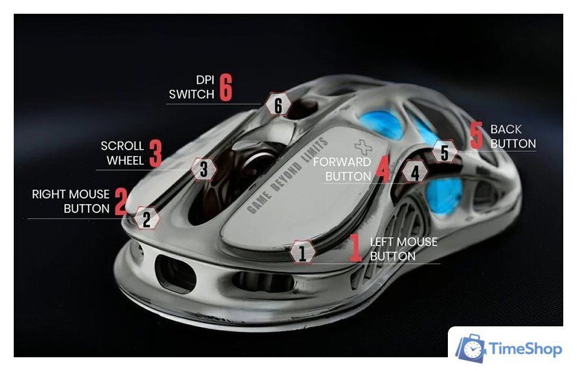 Игровая мышь Gravastar Mercury M1 Pro Battle Worn Edition Silver Mist - Изображение №8 — Интернет-магазин Time-Shop