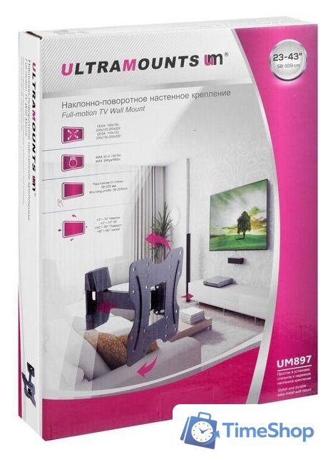 Кронштейн для телевизора Ultramounts UM897 (черный) - Изображение №9 — Интернет-магазин Time-Shop