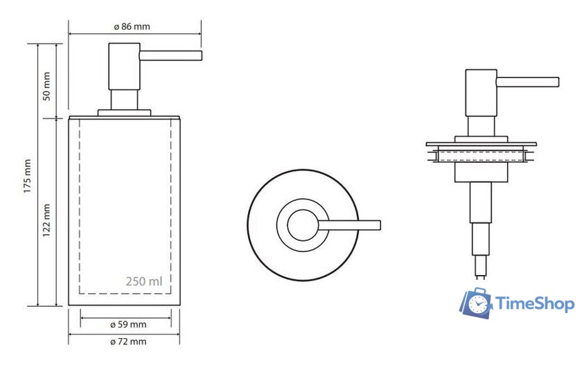 Дозатор для жидкого мыла Bemeta Gamma 145609320 - Изображение №2 — Интернет-магазин Time-Shop