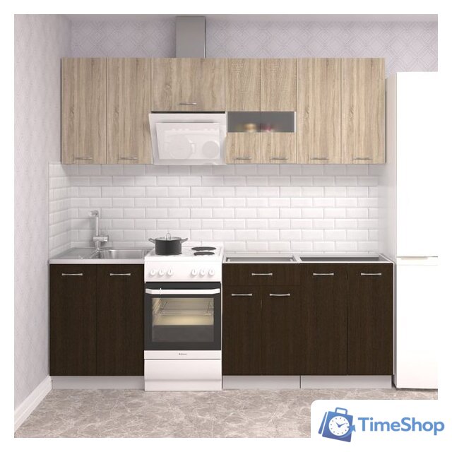 Готовая кухня Mio Tesoro Экстра-лайт 2.2 без столешницы (дуб сонома/венге) - Изображение №1 — Интернет-магазин Time-Shop