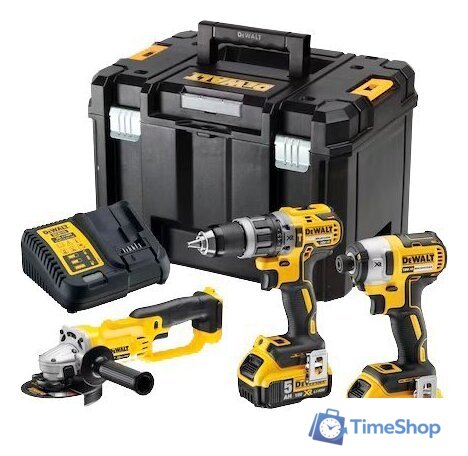  DeWalt DCK383P2T (шуруповерт. винтоверт, болгарка, 2 АКБ, кейс) - Изображение №1 — Интернет-магазин Time-Shop